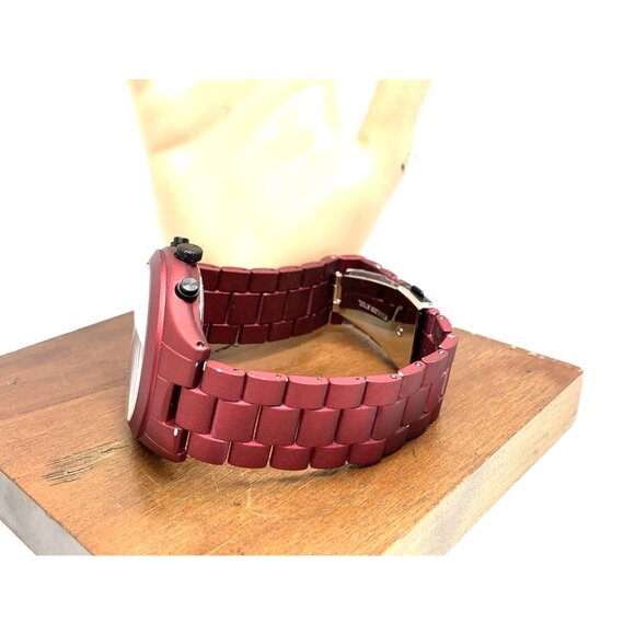 Michael Kors Men's Watch MK9061 Slim Runway Quartz Black Dial Red Steel 44mm - Picture 9 of 14